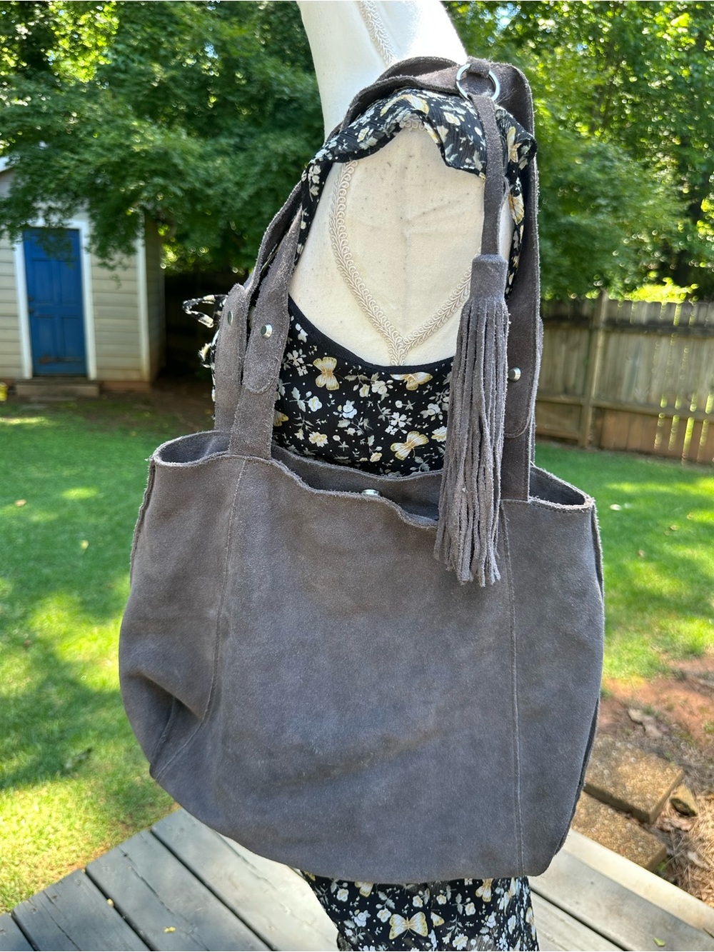 Banana republic leather suede hobo shoulder bag purse